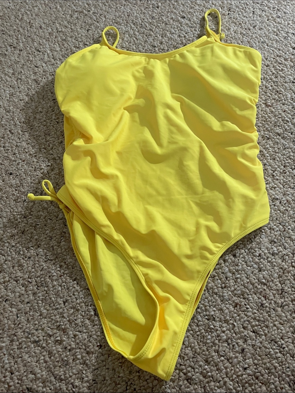 Bright Yellow One-Piece Swim Suit with Adjustable Straps